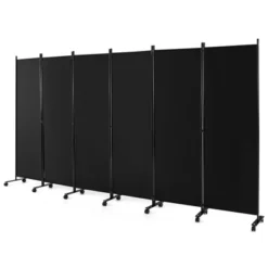 Costway 6-Panel Folding Room Divider 6FT Rolling Privacy Screen With Lockable Wheels Black/Brown/Grey/White -Furniture Store GUEST bfc49b92 0339 4f45 8ebb ac555f9cd0bc