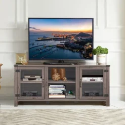 Costway TV Stand Entertainment Center For TV's Up To 65'' W/ Storage Cabinets Deep Taupe -Furniture Store GUEST c09a6332 3775 46bb b859 6984ad189dc4