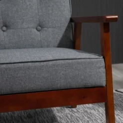 HOMCOM Modern Upholstered 2-Seat Loveseat Sofa With Linen-Touch Fabric And Rubberwood Legs, Gray -Furniture Store GUEST c4a8cd15 5c79 444a 9106 fa35c5b7a94b