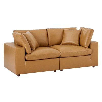 Commix Down Filled Overstuffed Vegan Leather Loveseat - Modway 10 Commix Down Filled Overstuffed Vegan Leather Loveseat - Modway - Image 8