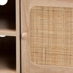 Elsbeth Wood And Natural Rattan 2 Door TV Stand For TVs Up To 40" Light Brown/Natural Brown - Baxton Studio -Furniture Store GUEST c5ebd219 0bc7 41e8 9704 7e99041d472b