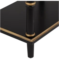 55 Downing Street Modern Luxe Wood Rectangular Accent Side End Table 15" X 24" With Drawer Shelf Black Gold For Living Room Home -Furniture Store GUEST c6bd7080 3a03 40cc 889d e7ac3f236c98