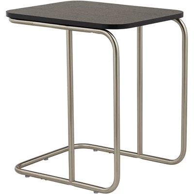 55 Downing Street Modern Dark Oak Brushed Nickel Rectangular Accent Side End Table 20" X 15 1/2" Gray For Living Room Home House 6 55 Downing Street Modern Dark Oak Brushed Nickel Rectangular Accent Side End Table 20" X 15 1/2" Gray For Living Room Home House - Image 4