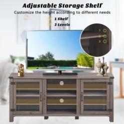 Costway TV Stand Entertainment Center For TV's Up To 65'' W/ Storage Cabinets Deep Taupe -Furniture Store GUEST c7b64bdf 2c56 4e55 9a44 63cb6b9fa226