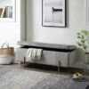 Simple Relax Velvet Storage Bench With Metal Legs In Gray