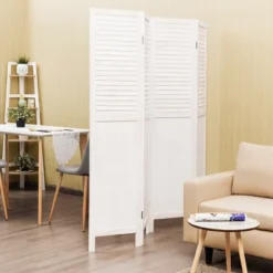 Costway 4 Panel Folding Privacy Room Divider Screen Home Furniture 5.6 Ft Tall White -Furniture Store GUEST ca58c1e4 bf1a 403f aa5e 23a9a174b5b3