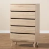 Mirren Light Oak 5 Drawer Chest Brown/Dark Gray - Baxton Studio