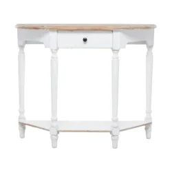 Farmhouse Half Moon Wood Console Table White - Olivia & May