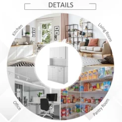 HOMCOM 71" Freestanding Buffet With Hutch, Kitchen Pantry, Cupboard With 6 Doors, 3 Adjustable Shelves, And 1 Drawer 16 HOMCOM 71" Freestanding Buffet With Hutch, Kitchen Pantry, Cupboard With 6 Doors, 3 Adjustable Shelves, And 1 Drawer -Furniture Store GUEST cf33fae5 ec67 4bab ab20 d54a1ccdac72