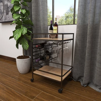 Metal And Wood 2 Tiered Wine Rack Chart Gray - Olivia & May 16 Metal And Wood 2 Tiered Wine Rack Chart Gray - Olivia & May - Image 14