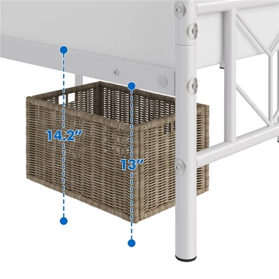 Yaheetech Queen Size Vintage Metal Bed Frame With Headboard, White 8 Yaheetech Queen Size Vintage Metal Bed Frame With Headboard, White - Image 6