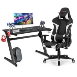 Costway Z-Shaped Racing Style Desk & Massage Gaming Chair Set For Home Office -Furniture Store GUEST d12b7479 a869 4dfa bdbd 2fb7951964f5