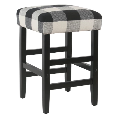 Square Counter Height Barstool Black Plaid - HomePop 4 Square Counter Height Barstool Black Plaid - HomePop - Image 2