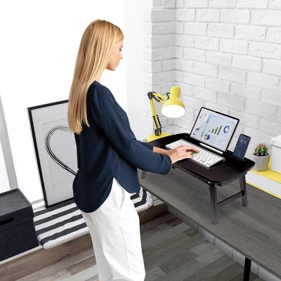 BirdRock Home Portable Sit Or Stand Desk With Storage Drawer And Media Slot - Espresso 6 BirdRock Home Portable Sit Or Stand Desk With Storage Drawer And Media Slot - Espresso - Image 4