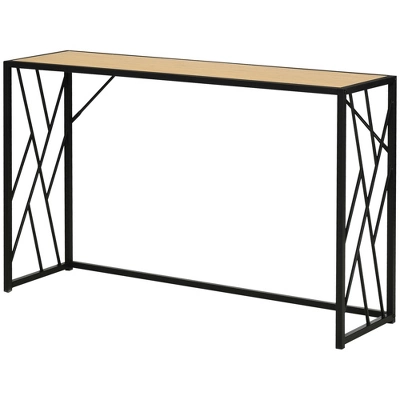 HOMCOM 47.25" Console Table, Industrial Sofa Table With Metal Frame For Living Room, Or Hallway, Natural/Black 5 HOMCOM 47.25" Console Table, Industrial Sofa Table With Metal Frame For Living Room, Or Hallway, Natural/Black - Image 3