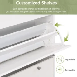 Narrow Design Shoe Cabinet With 3 Flip Drawers, 3 Hooks And Adjustable Panels - ModernLuxe -Furniture Store GUEST d3b5b620 121d 4595 847b 4e4665f9f137