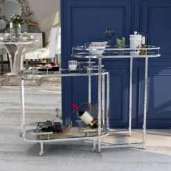 Carrowdore Glass Shelf Serving Cart Chrome/Clear - MiBasics -Furniture Store GUEST d3b7c897 f772 474c ab53 d6fee8d6451a