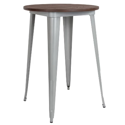 Flash Furniture 30" Round Metal Indoor Bar Height Table With Rustic Wood Top 7 Flash Furniture 30" Round Metal Indoor Bar Height Table With Rustic Wood Top - Image 5