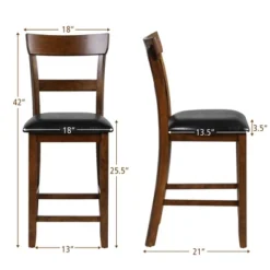 Costway Set Of 4 Barstools Counter Height Chairs W/Leather Seat & Rubber Wood Legs 13 Costway Set Of 4 Barstools Counter Height Chairs W/Leather Seat & Rubber Wood Legs -Furniture Store GUEST d446e261 42e2 418f a223 961c90f9f729