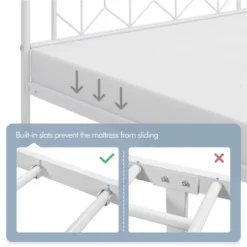 Yaheetech Queen Size Vintage Metal Bed Frame With Headboard, White 11 Yaheetech Queen Size Vintage Metal Bed Frame With Headboard, White -Furniture Store GUEST d4fd22b0 2149 4cf3 9726 979ad38d2216
