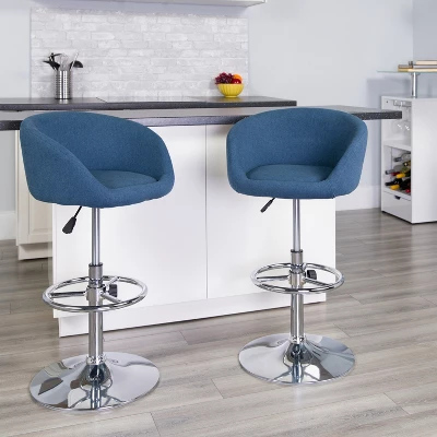 Emma And Oliver Barrel Back Swivel Adjustable Height Barstool With Chrome Base 3 Emma And Oliver Barrel Back Swivel Adjustable Height Barstool With Chrome Base