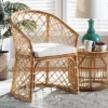 Orchard Fabric Upholstered And Rattan Dining Chair White/Natural - Bali & Pari