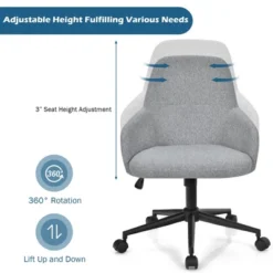 Costway Linen Accent Office Chair Adjustable Rolling Swivel Task Chair W/Armrest 14 Costway Linen Accent Office Chair Adjustable Rolling Swivel Task Chair W/Armrest -Furniture Store GUEST d6edcafb dc28 4a9b 82c1 28d326ec44f6