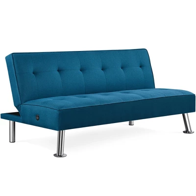 Yaheetech Modern Fabric Convertible Futon Sofa Bed With USB Ports 9 Yaheetech Modern Fabric Convertible Futon Sofa Bed With USB Ports - Image 7