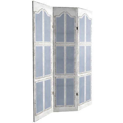 6" Double Sided Shutters Canvas Room Divider Blue - Oriental Furniture 4 6" Double Sided Shutters Canvas Room Divider Blue - Oriental Furniture - Image 2