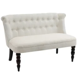 HOMCOM Upholstered Armless Fabric Loveseat With Button Tufted Design For Living Room With Wood Legs -Furniture Store GUEST da29bd0c 4920 4355 8f5e 69d3f0f41d4e