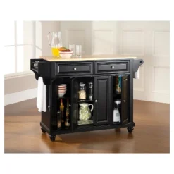 Cambridge Natural Wood Top Kitchen Island Black - Crosley -Furniture Store GUEST da698bf1 9c73 45a3 81fd dc9a2fc3505d