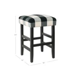 Square Counter Height Barstool Black Plaid - HomePop