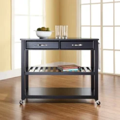 Black Granite Top Kitchen Prep Cart Black - Crosley -Furniture Store GUEST db1a91d9 74d5 4dff 863d ddbfe124b2b2