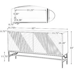 Rudy 65'' Wide Modern Buffet Cabinet Sideboard With Metal Legs| KARAT HOME -Furniture Store GUEST db20c387 0153 490a 8f7a 16daf0e26c74