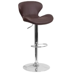 Merrick Lane Adjustable Height Barstool Contemporary Bar Height Stool With Curved Back And Metal Base With Footrest -Furniture Store GUEST dbf140d3 b8f0 4c62 a27f 28c1e29c840a