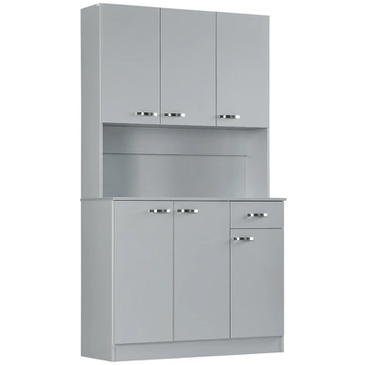 HOMCOM 71" Freestanding Buffet With Hutch, Kitchen Pantry, Cupboard With 6 Doors, 3 Adjustable Shelves, And 1 Drawer 5 HOMCOM 71" Freestanding Buffet With Hutch, Kitchen Pantry, Cupboard With 6 Doors, 3 Adjustable Shelves, And 1 Drawer - Image 3