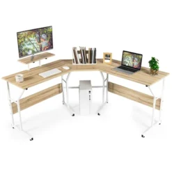 Costway 88.5'' L Shaped Reversible Computer Desk 2 Person Long Table Monitor Stand -Furniture Store GUEST dc7683e4 03d2 4bca b5f1 d3c4eacc2186