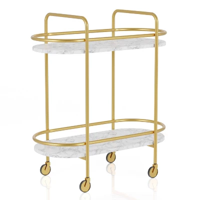 Madronas Serving Carts With Faux Marble Gold Coating/White - MiBasics 4 Madronas Serving Carts With Faux Marble Gold Coating/White - MiBasics - Image 2