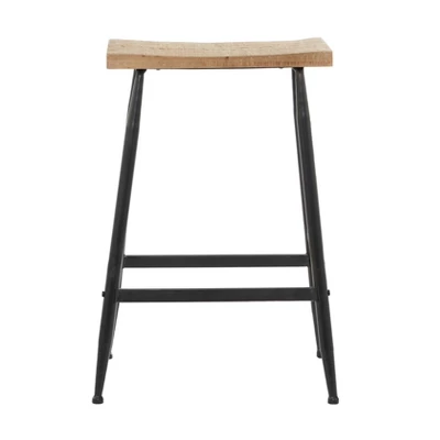 Industrial Metal Counter Height Barstool Black - Olivia & May 6 Industrial Metal Counter Height Barstool Black - Olivia & May - Image 4