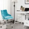 Costway Velvet Office Chair Upholstered Swivel Computer Task Chair Turquoise -Furniture Store GUEST df208021 356d 49ee 973c bed4304385bd