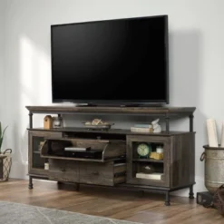 Canal Street Industrial Wood And Metal TV Stand For TVs Up To 65" Carbon Oak - Sauder