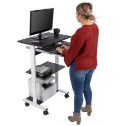 Stand Up Desk Store Mobile Rolling Adjustable Height Standing Workstation With Printer Shelf And Slideout Keyboard Tray -Furniture Store GUEST df72dc76 cbdf 4fc8 8511 4b2f0cf49a8e