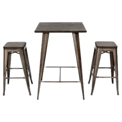 3pc Oregon Industrial Pub Dining Set - LumiSource