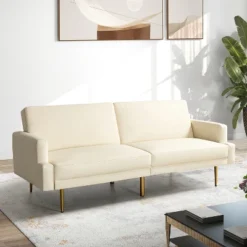 Lanna 76"Wide Vegan Leather Modern Style Convertible Futon Sofa Bed For Living Room Guest Bedroom | ARTFUL LIVING DESIGN -Furniture Store GUEST e0a5820e 7e8f 4c39 b03a f0b76a02244e