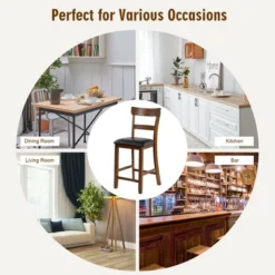 Costway Set Of 4 Barstools Counter Height Chairs W/Leather Seat & Rubber Wood Legs 15 Costway Set Of 4 Barstools Counter Height Chairs W/Leather Seat & Rubber Wood Legs -Furniture Store GUEST e11f74c7 1a92 4c15 ad9a 125b1182ca46