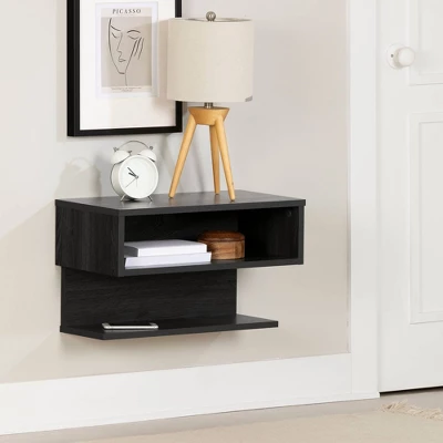 Fusion Floating Nightstand Gray Oak - South Shore 3 Fusion Floating Nightstand Gray Oak - South Shore