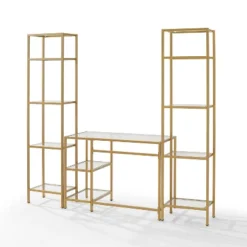 3pc Aimee Desk And Etagere Set Soft Gold - Crosley 18 3pc Aimee Desk And Etagere Set Soft Gold - Crosley -Furniture Store GUEST e246d01a af8e 44eb ac6c 6860703fc30c