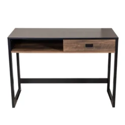 Oslo Contemporary Studio Workstation Desk With Drawer Black/Brown - Danya B. -Furniture Store GUEST e46928a6 02b5 4f6d bf9a 22cb3e3a6537