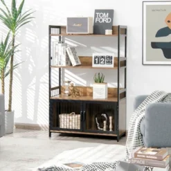 Costway 3-Tier Baker's Rack Industrial Kitchen Microwave Oven Stand W/Storage Cabinet -Furniture Store GUEST e4d222b2 353b 4a43 9c21 600afccb22e9