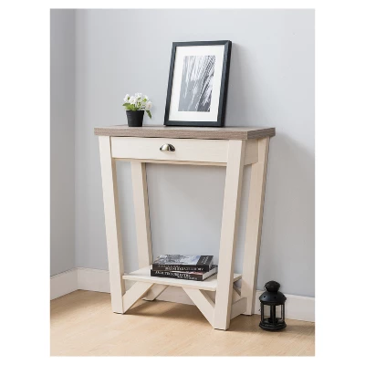 Risa Contemporary 1 Drawer Console Table Ivory /Light Oak - HOMES: Inside + Out 3 Risa Contemporary 1 Drawer Console Table Ivory /Light Oak - HOMES: Inside + Out